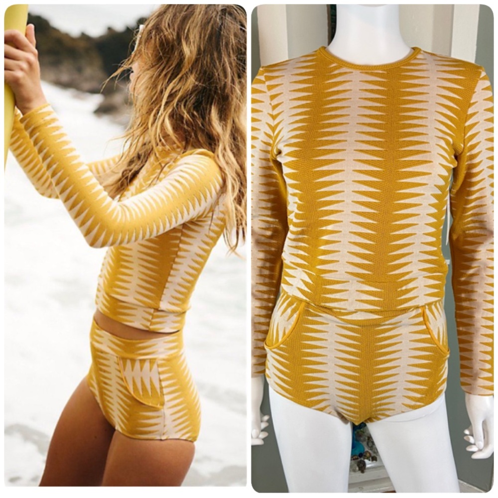 NWT Palomar Areia Rashguard Crop Top Georgia High Waist Bikini Bottoms Set Large